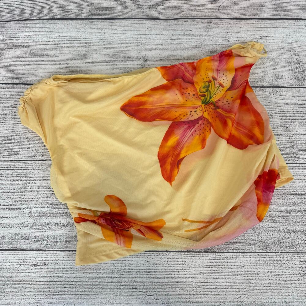Shein Curve Yellow Tropical Summer Sleeveless Off The Shoulder Crop Top Size 4XL